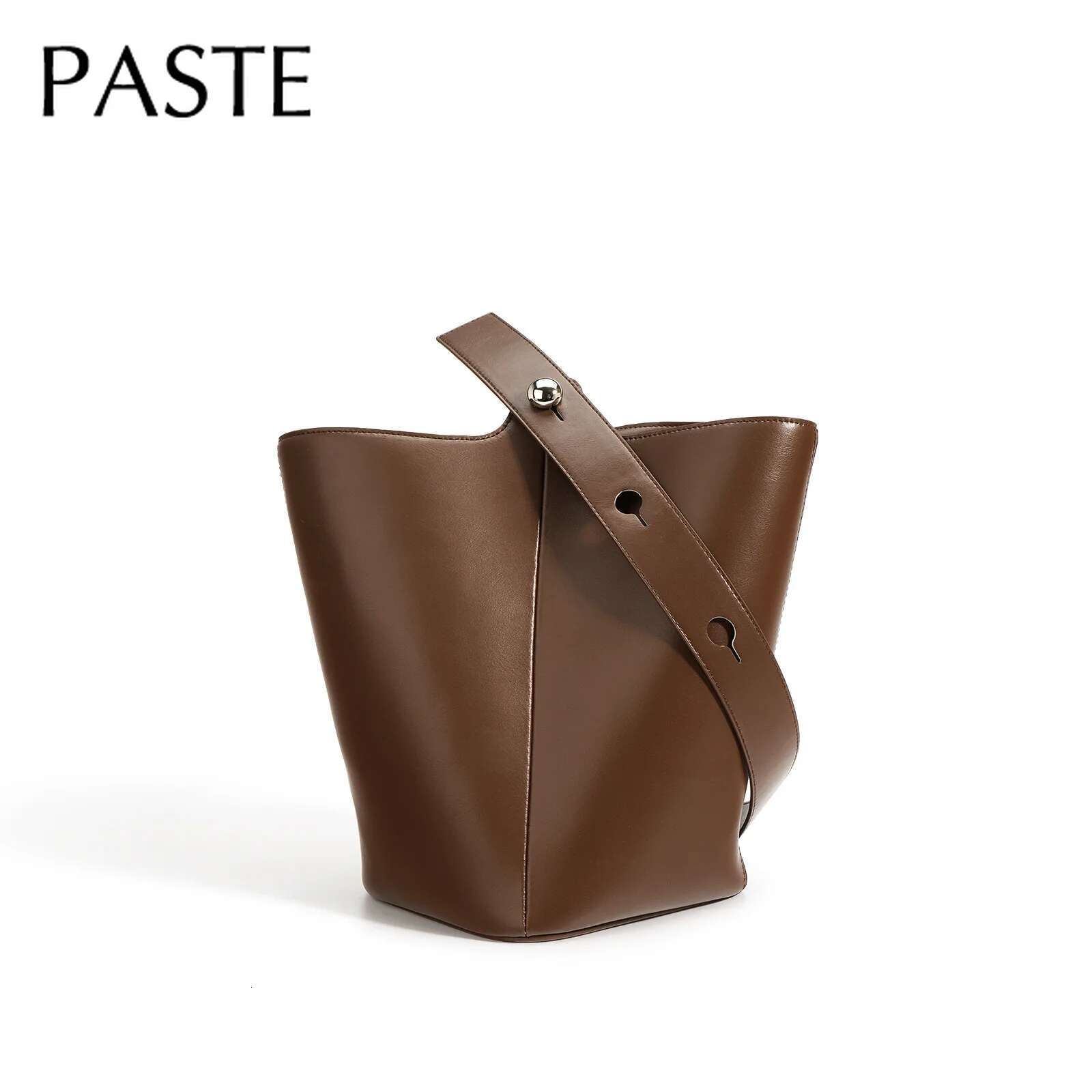 Vintage Large Capacity Tote Coffee Color Glossy Split Cow Leather Women Handbag Adjustable Handle Female Armpit Shoulder Bag