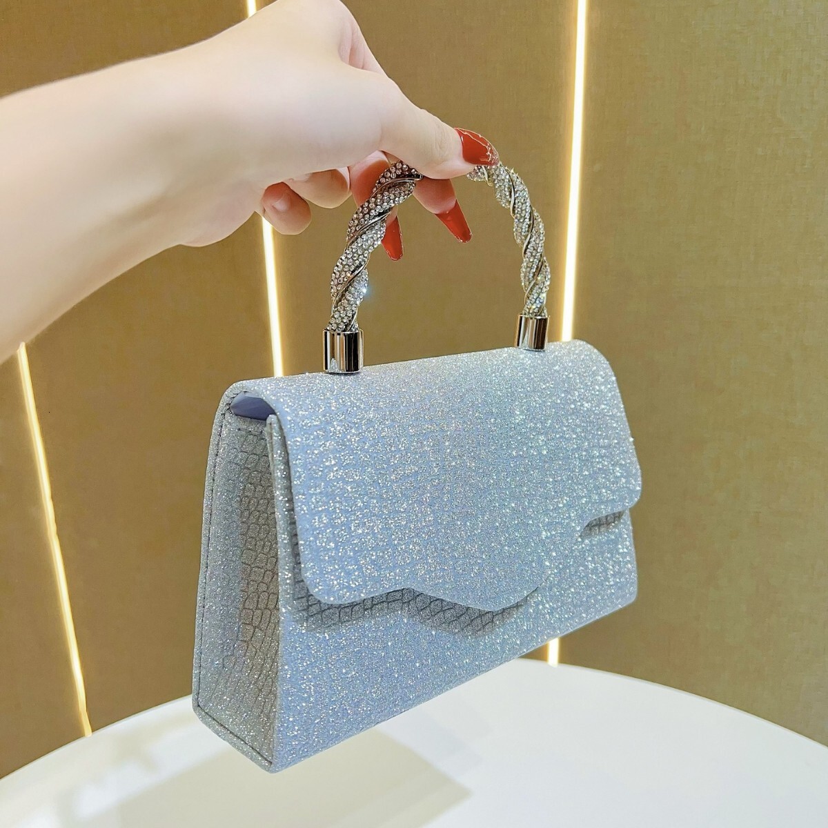 2025S New Model Designer New Dia Banquet Ladies Shiny Handbag Princess Dress Bag Clutch Bag Wallet