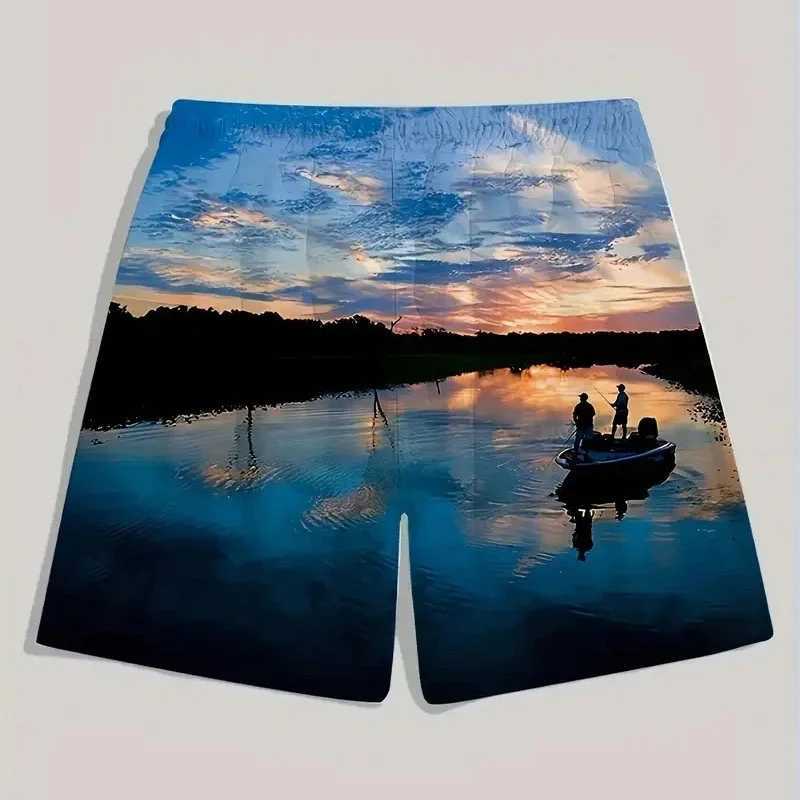 3D printed colorful neon light mens shorts landscape patterns beach shorts summer leisure street breathable swim trunksXJ250407