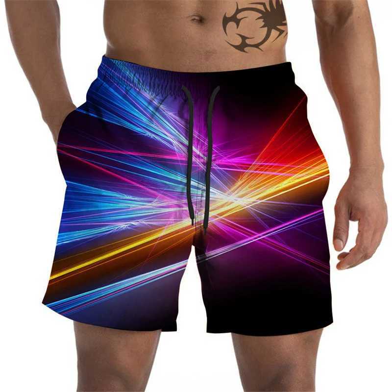 Artistic Pigments Mens Graphic Beach Shorts Color 3D Printed Board Shorts Summer Shorts Loose Swimmers Street ClothingXJ250407