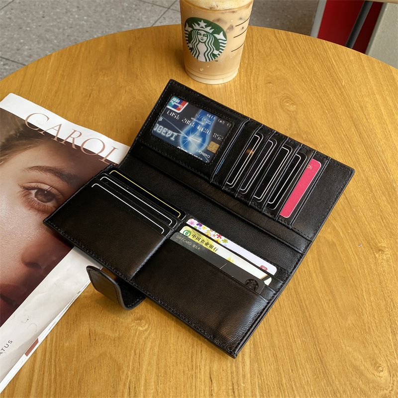 2025 women's wallet fashionable lambskin wallet long genuine leather wallet multi-card slot coin purse for women