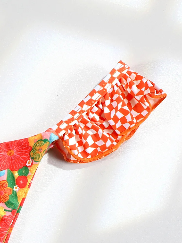 Miyouj printed swimsuit ruffled bikini triangle twopiece set low waist high cut 2024 Biquini Bandage 250408Z