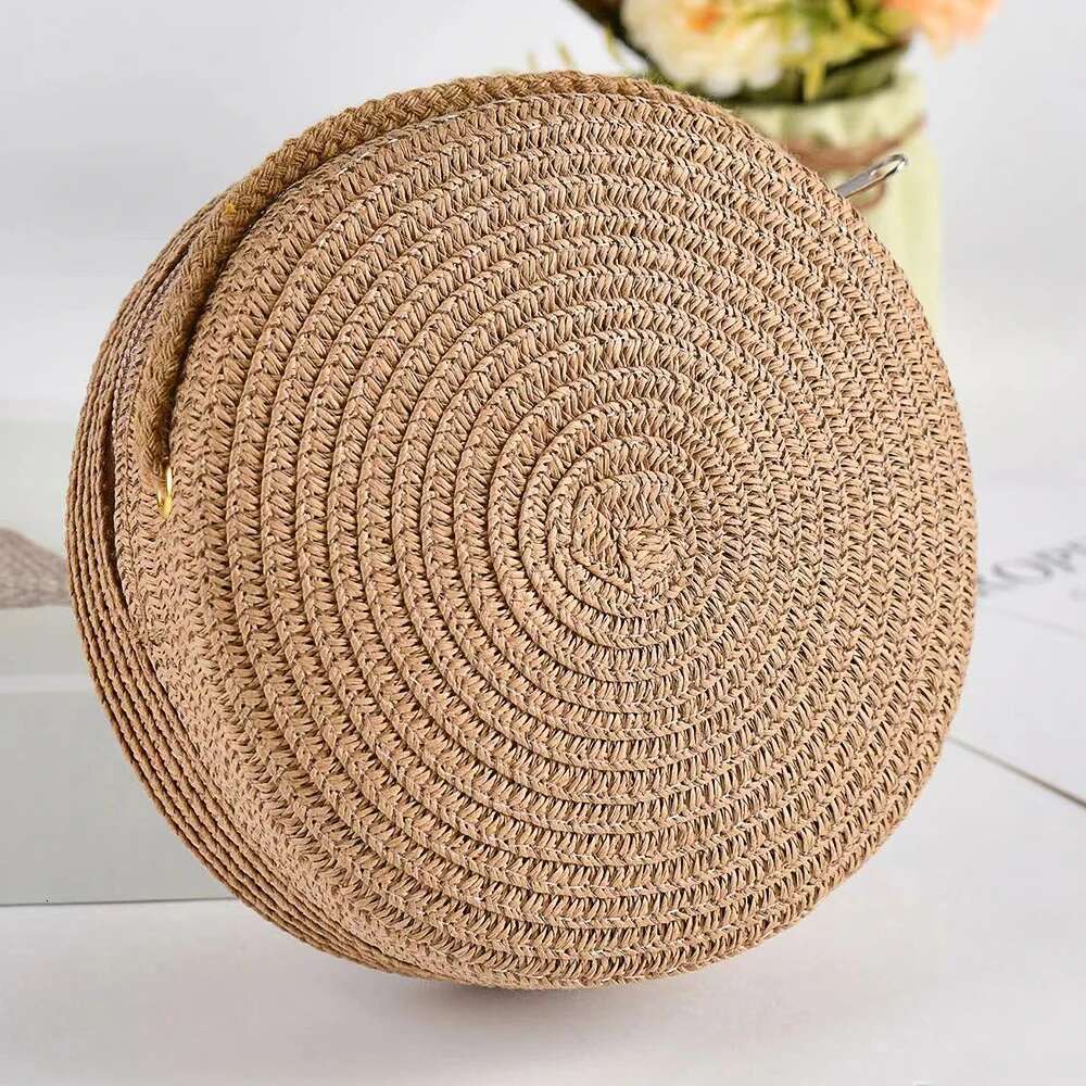 Minimalist Handmade Straw Round Travel Crossbody Casual Small Bag With Coin Purse Clothing Accessories Matching Bag