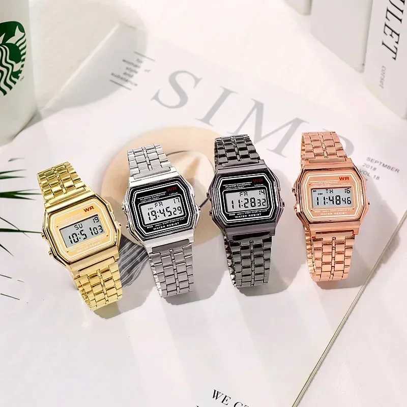1 mens digital watch waterproof bracelet watch gold electronic LED watch womens casual Montre Homme Relogio watchT250408