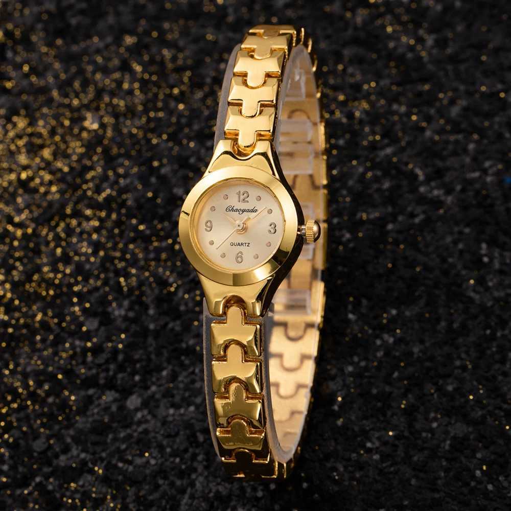 Luxury womens watch Rhinestone gold bracelet high-quality classic stainless steel watch quartz womens watchT250408