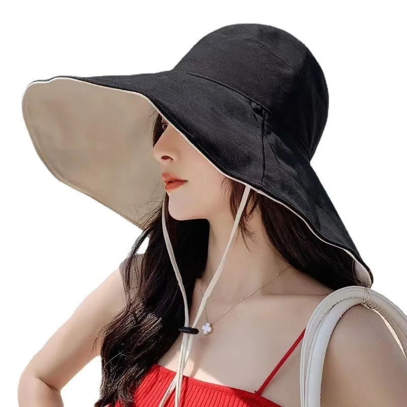 Wide Brim UPF 50Womens Sun Hat UV Protection Hiker Folding Summer Solid Beach 2024 Double sided 250326