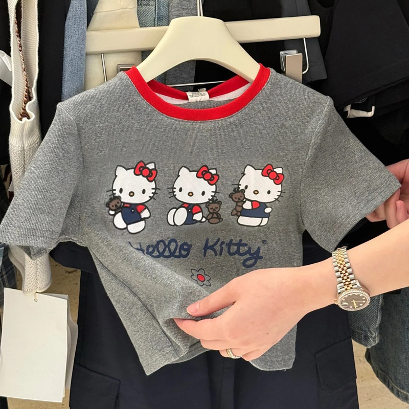 Ddmyshoesvip Girl S Baby Summer New Cartoon Print Fake Short Sleeved T Shirt Flower Bud Shorts Two Piece Set