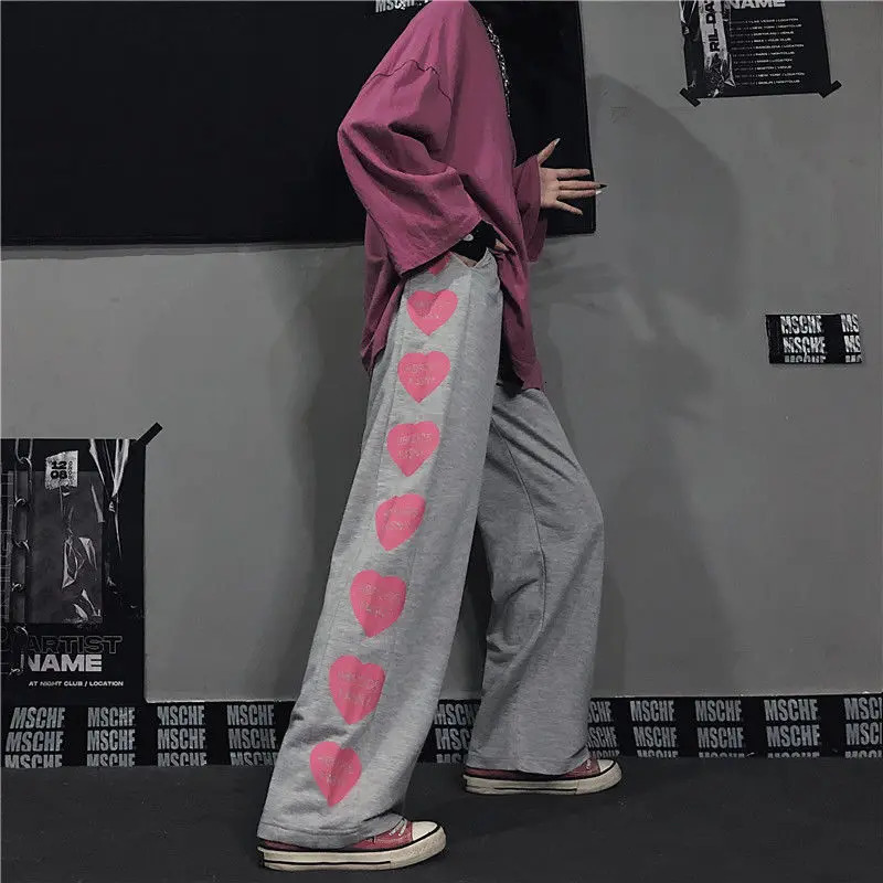 Japanese Y2k Oversize Graphic Wide Sweatpants Men Streetwear Print Casual Track Pants Male Sport Straight Trousers 250407