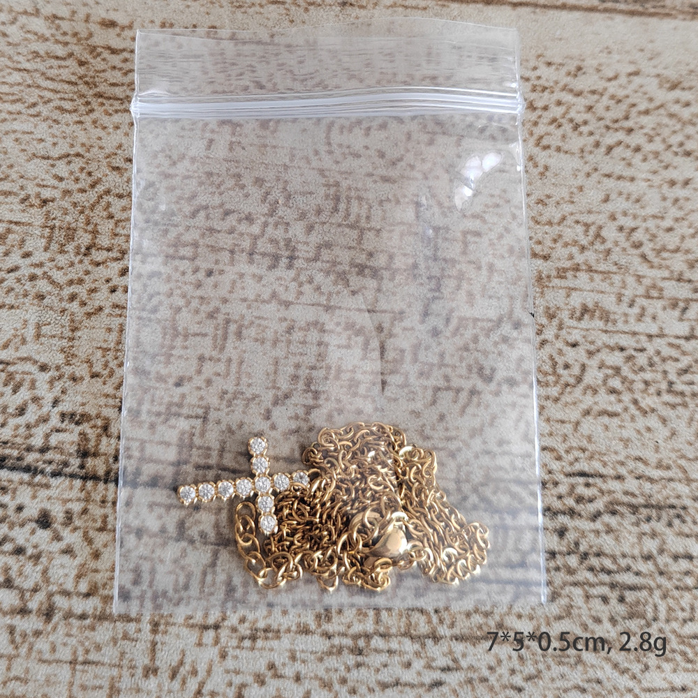 2025 Choucong Cross Pendant Simple Fashion Jewelry 14K Gold Fill Titanium Steel Round Cut 5A Zircon CZ Diamond Gemstones Party Women Clavicle Necklace