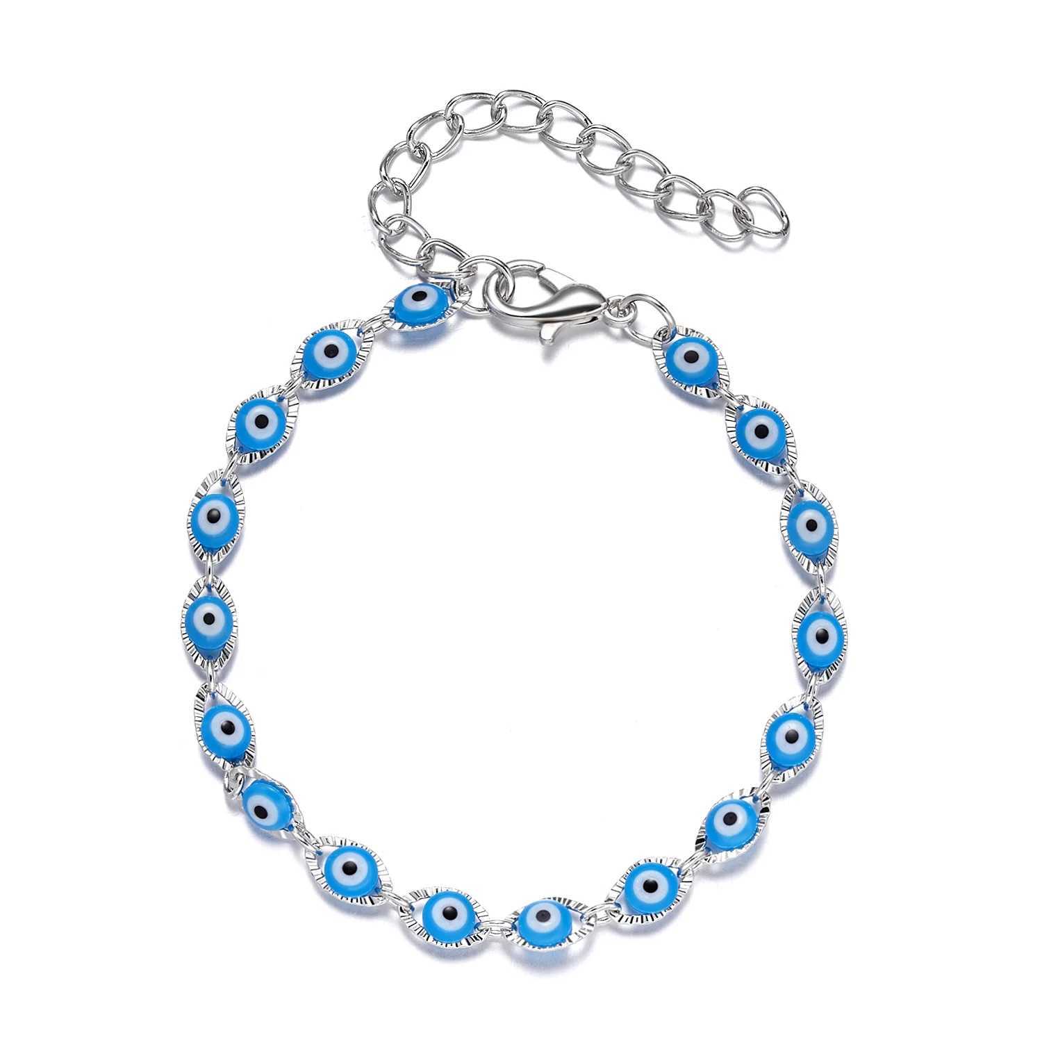 Blue Evil Eye Bracelet for Wen Fashion Turkish Lucky Resin Bead Chain Adjustable Bangle Bracelet Birtay Party Jewelry GiftC250408