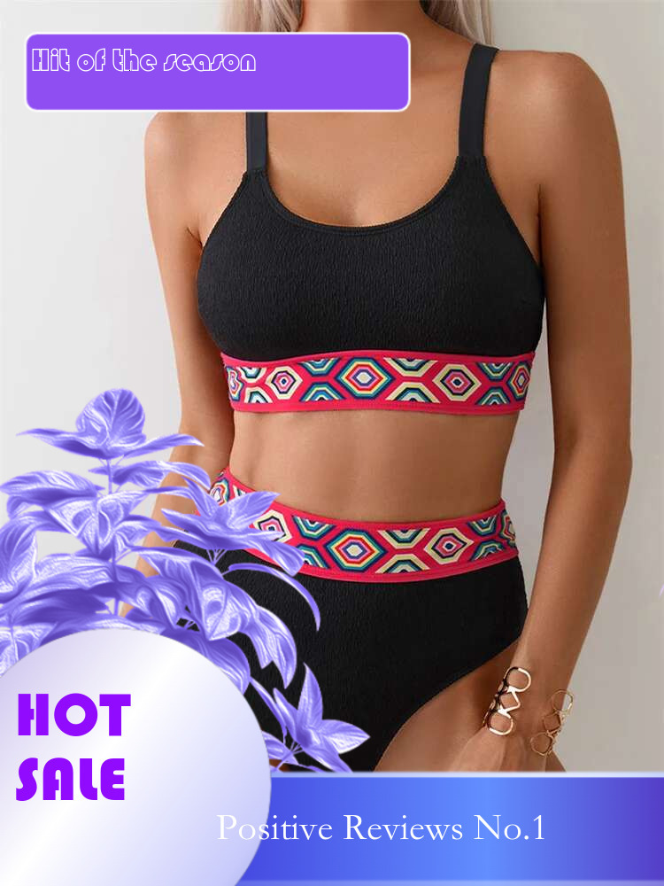 Dongdumaoyi High Waist Bikini Women S Swimsuit Vintage Black Patchwork Push Up Bikinis Sets Bathing Suit Two Piece Swimwear Traje De Ba O