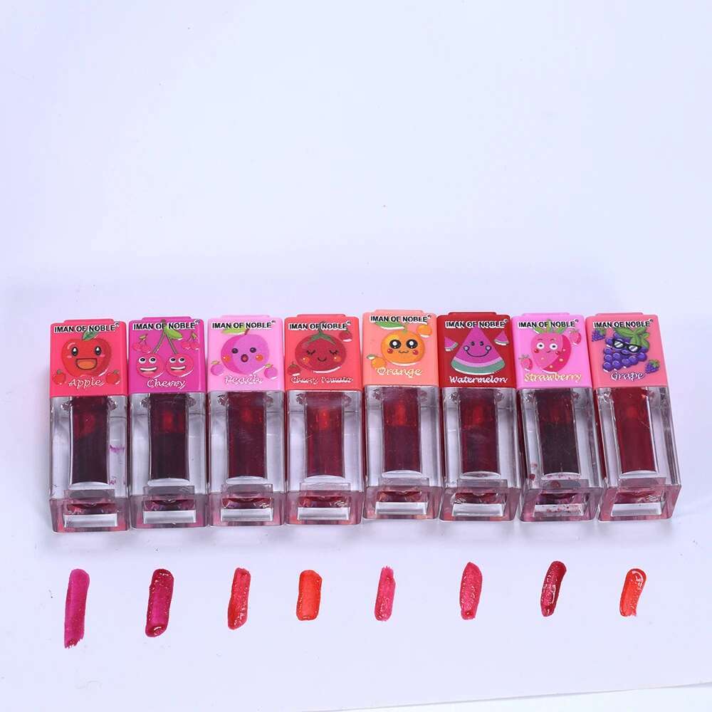8Pcs Fruity Flavor Tint Set 8 Colors Watery Stain Lip Gloss Waterproof Non-Stick Liquid Lipstick Lips Cosmestic
