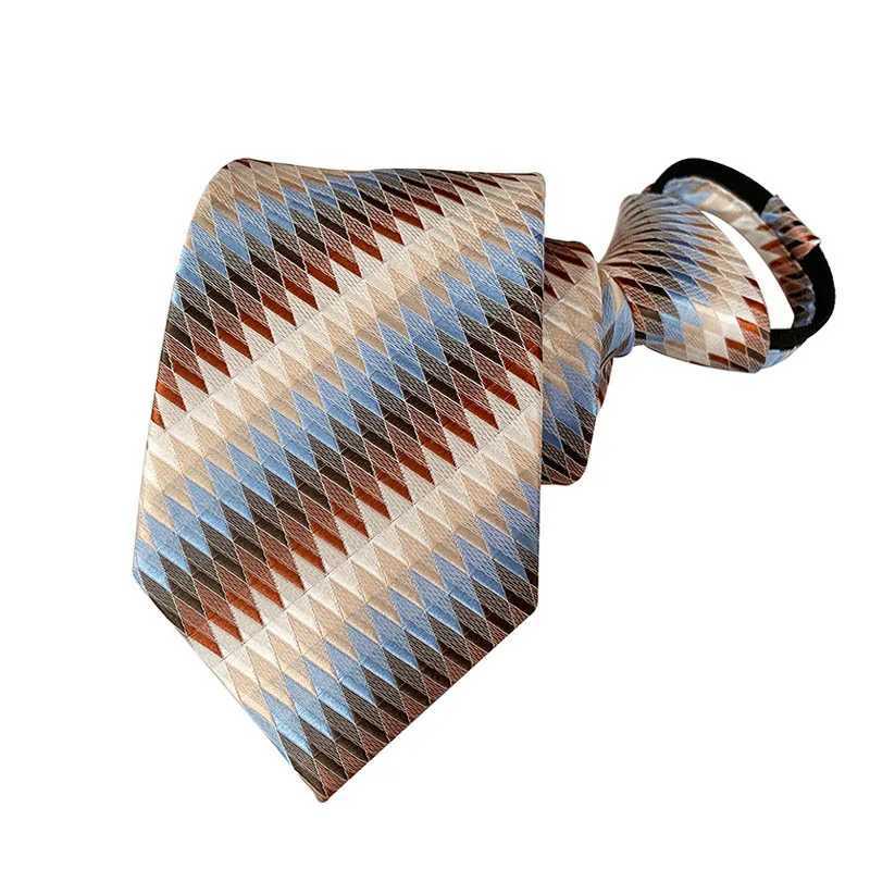 Hot Sell Style 8CM Zipper Tie Men Bridegro Wedding Necktie Lazy Pre-tied Ties Striped Zipper Necktie For Men Wen Wholes X250407