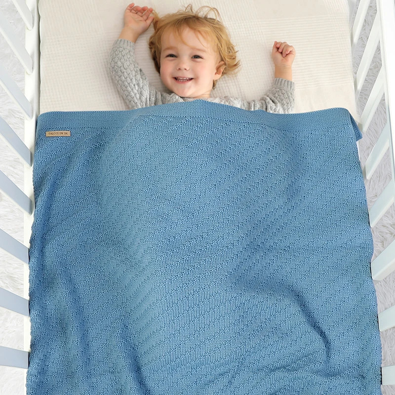 Solid Color 70 cm * 90 cm 0-24 Months born Baby Swaddle Wraps Soft Infant Security Blankets Knitted Acrylic Baby Blankets 250408