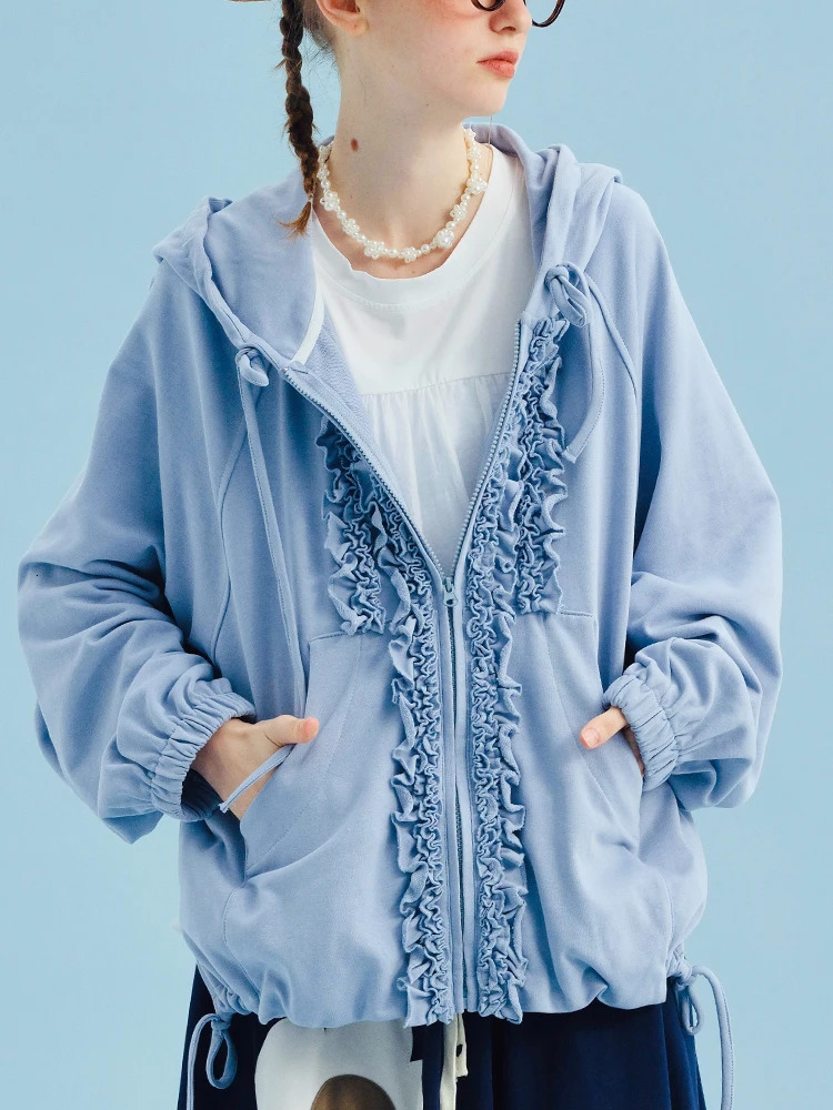 Imakokoni Spring Japanese n Knitted Lace Zipper Open Coat 255005 250407