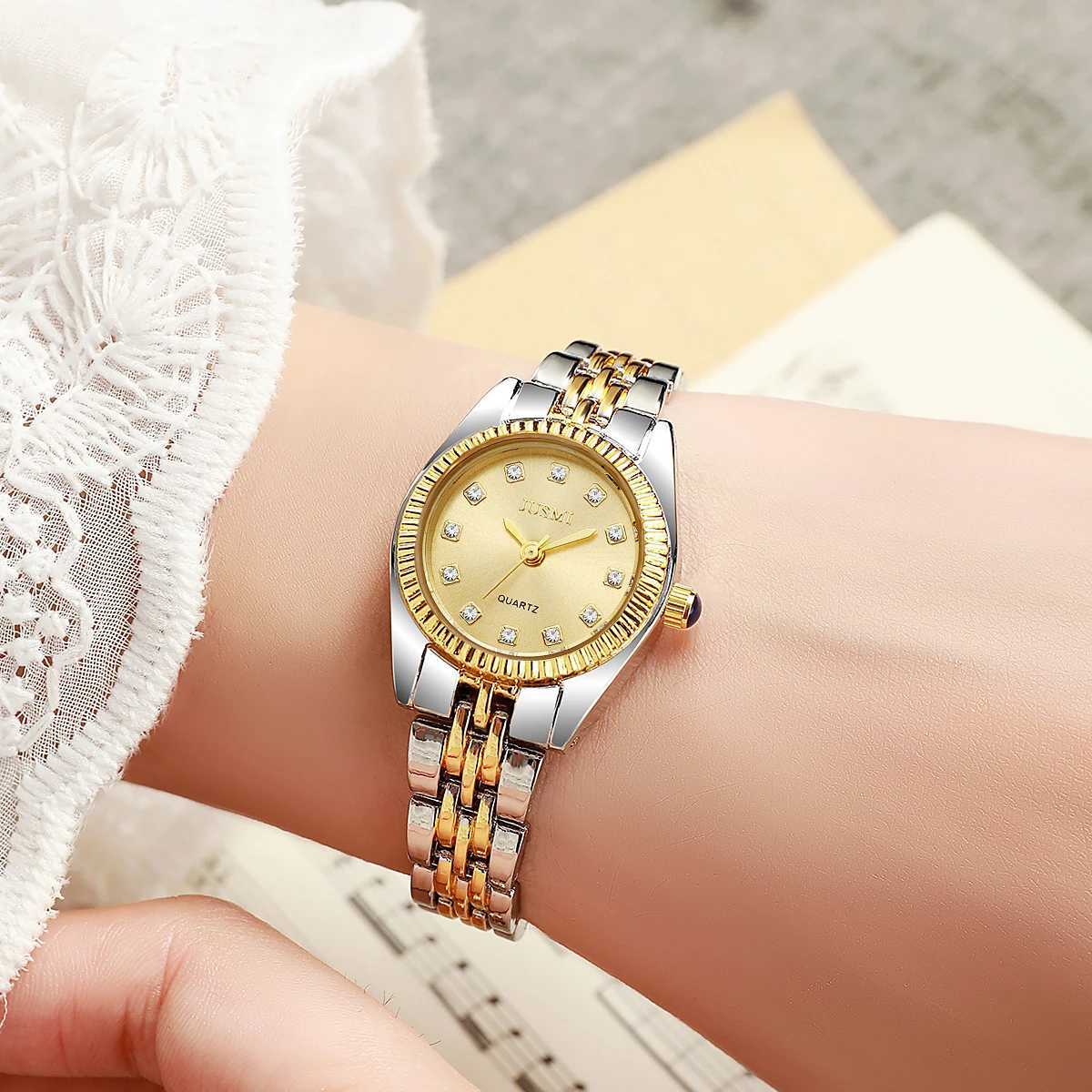Ladies fashionable temperature small dial aurora watch diamond strap quartz watchT250408
