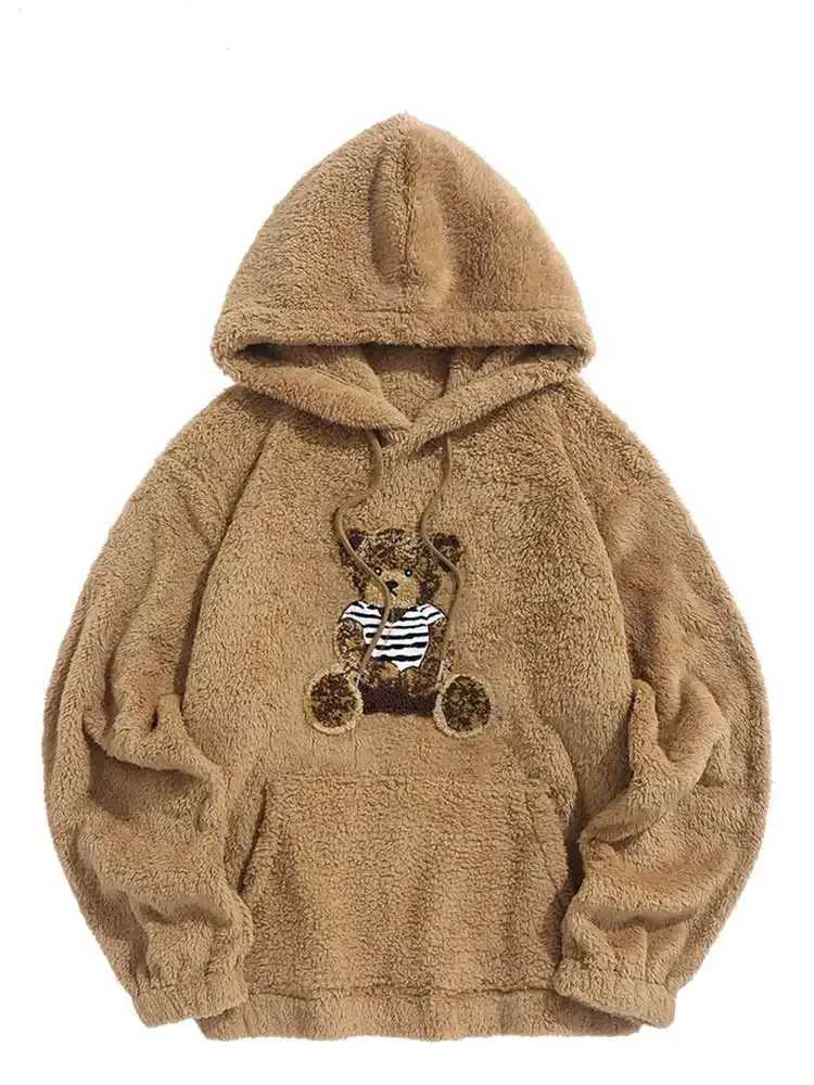 New Winter Mens Hoodie Thick Fluffy Hoodie Neutral Hip Hop Zipper Sweatshirt Classic Mens Hoodie Jacket Top W250408