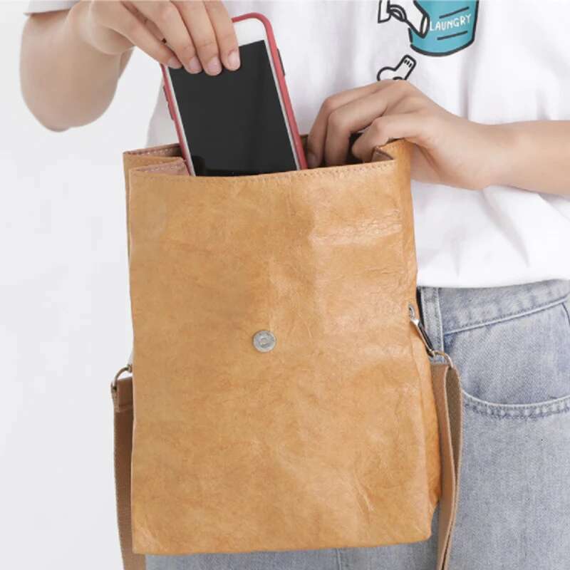 Design Single Shoulder Leisure Messenger New High Quality Kraft Paper Women Bag