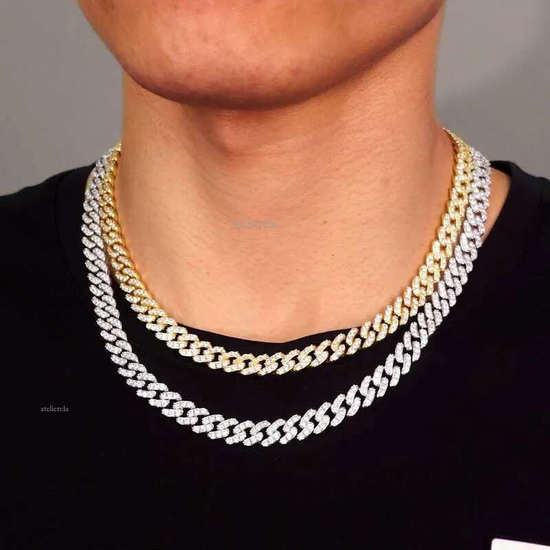 Hot Sale 8mm 10mm Pass Tester Sterg Sier Hip Hop Iced Out vvs Moissanite Dia Cuban k Chain Gold Rock