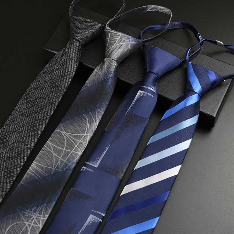 Luxury 7cm Mens Tie Pre-tied Easy Wear Neck Tie For Men Zipper Lazy Pre-tied Business Wedding Stripes Plaid Wen Necktie X250407