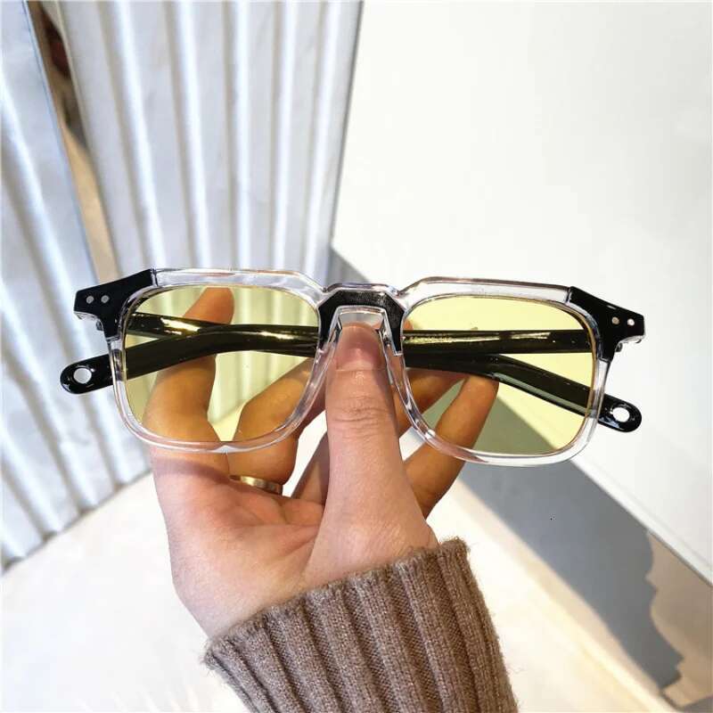 2024 New Vintage Square Sunglasses for Men Fashion Double Bridge Sun Glasses Women's Eyewear Trendy Brand Design Shades