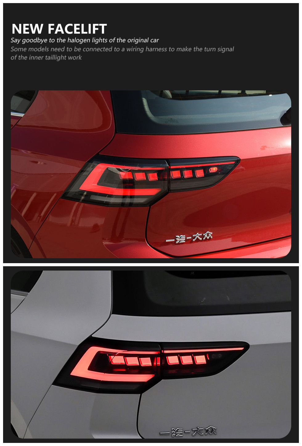 Taillights Assembly for Golf 8 20 20-2024 MK8 LED Tail Light Golf MK8 Rear Stop DRL Brake Reversing Light