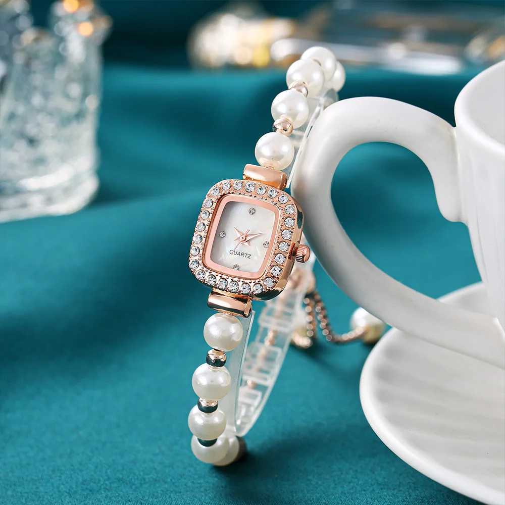 Elegant pearl quartz watch luxury bracelet womens watch diamond crystal watch Relogios Feminino Relojes Para MujerT250408