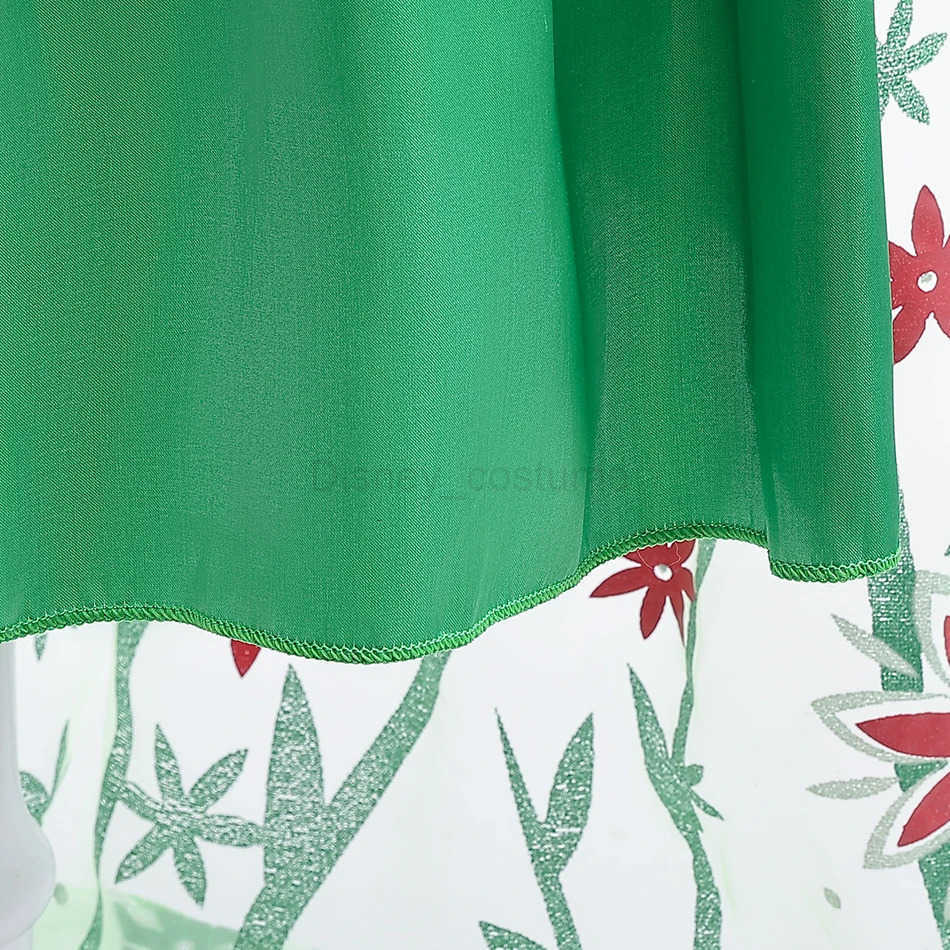 Disney Hot Elsa Green Birthday Surprise Party Green Dress for Girls Summer Children Long Cloak Lace Ball Dress X250408
