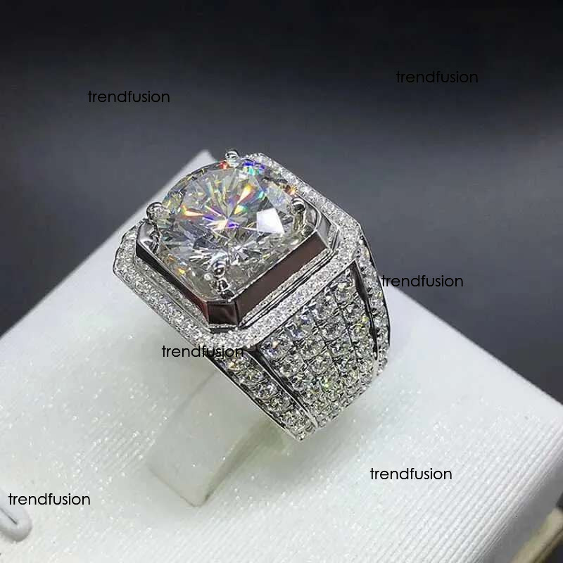 Band 14K Gold Solitaire Male 2ct Lab Dia Moissanite Ring Sier Color Jewelry Engagement Wedding band Rings for men gift J240924