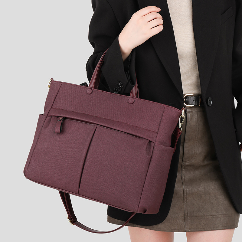 2025 New Large Capacity Tote Bag Women's Fashion Waterproof Briefcase Commuter Crossbody Single Shoulder Pen 15-inch Laptop Bag