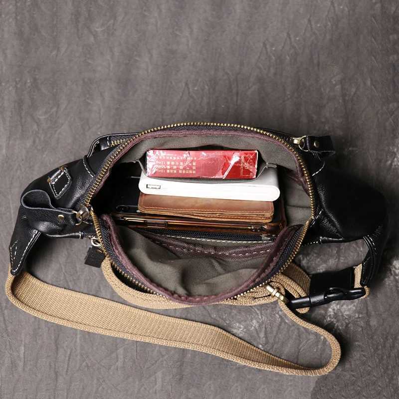 Mens leather camisole bag cross body vintage luggage outdoor sports bag large capacity storage bag Leathfocus Z250407