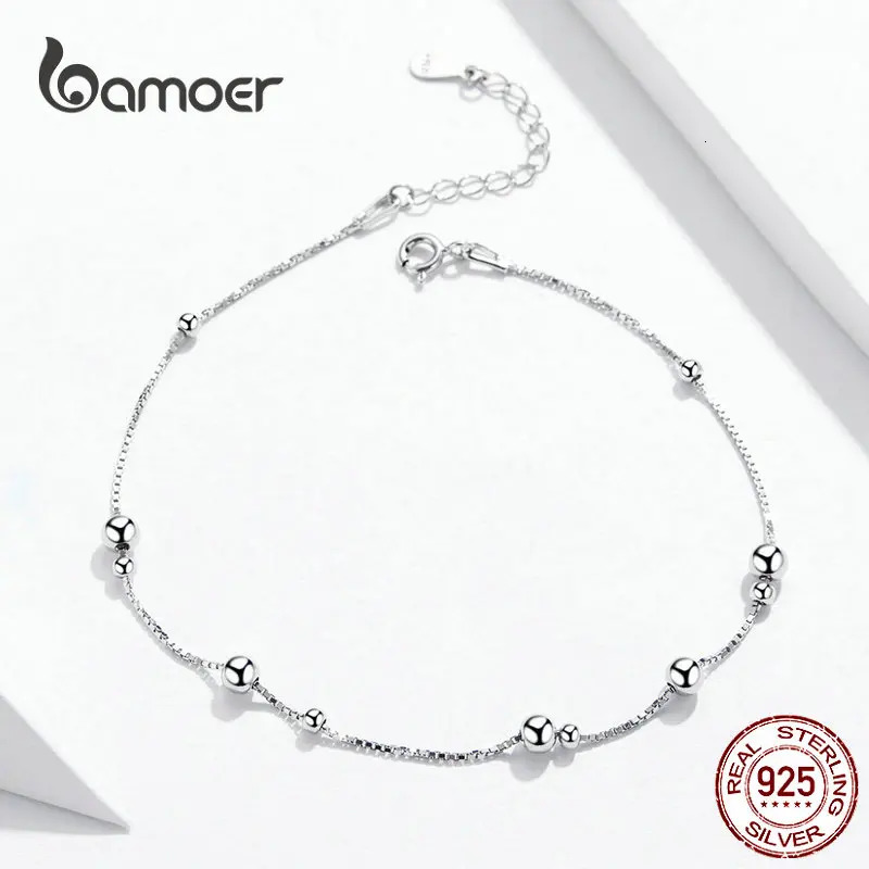 Minimalist Round Beads Anklet Sterling Silver Chian Bracelet for Leg Female Foot Jewelry For Women Leg Chain SCT005 250403
