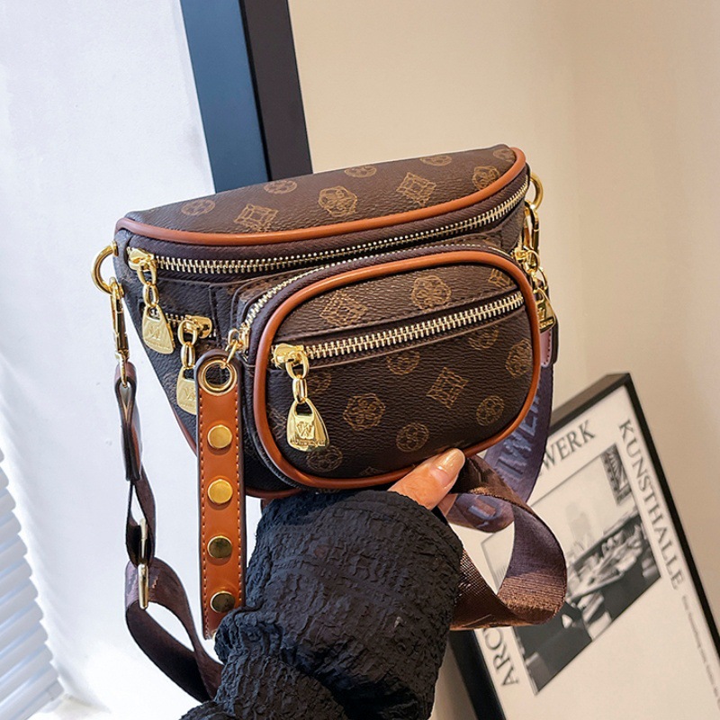 Free Shipping Bag Female New Mini Temperament All Fashion Retro Multi-Layer Zipper Single Shoulder Cross-Body Bag Breast Bag Designer Bag