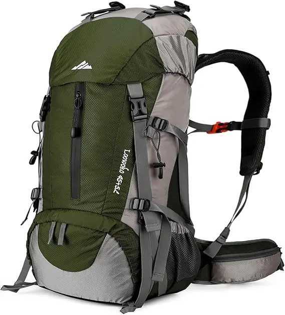 50L Waterproof Hiking Backpack - Lightweight Camping Bag with Rain Cover 45+5 Liter Capacity Ideal for Backpacking and OutdooC250407