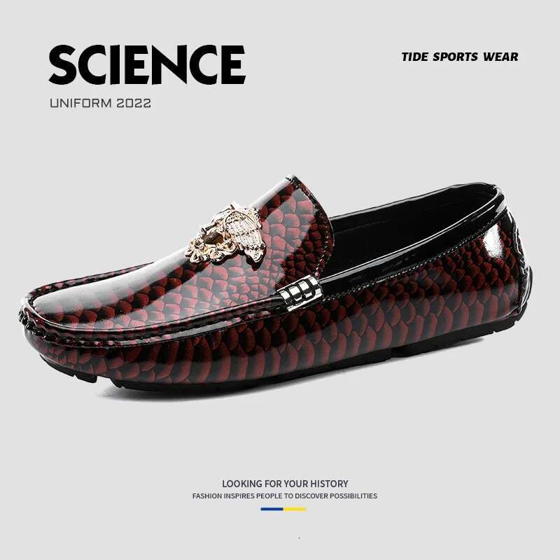 Trendy Mens Fashion Casual Popular Youth Daily Walking Shoes Red Business Moccasins Loafers Large Size 38-48