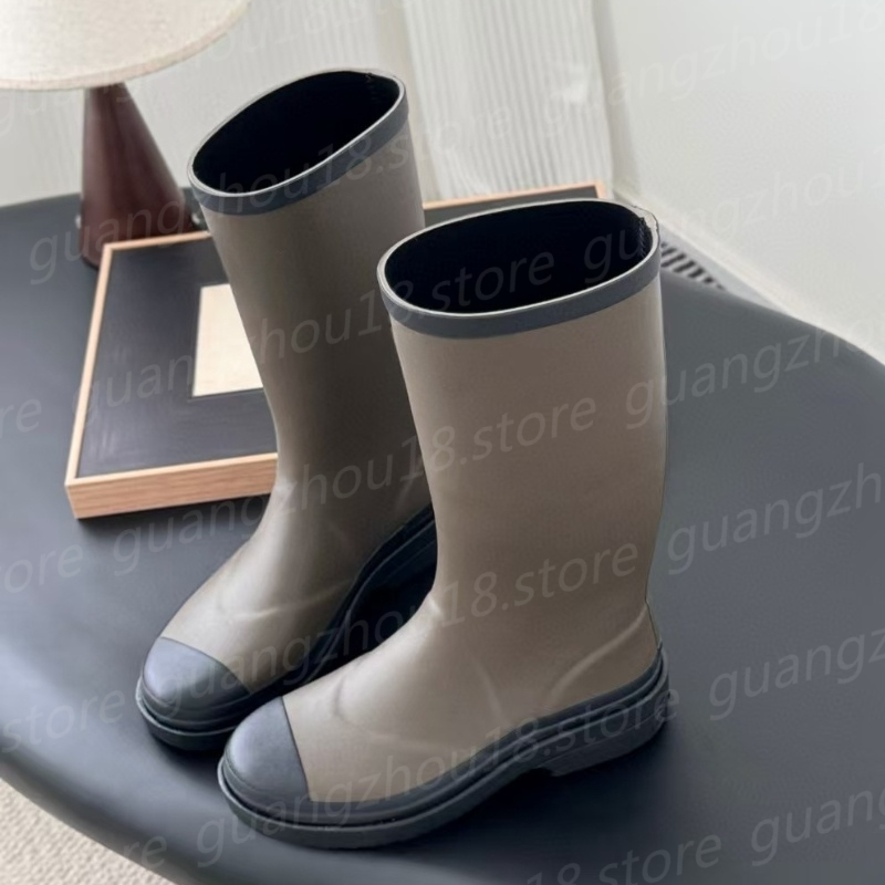 Fashion Women's High Boots Knight Rubber Boots for Wet Weather Black Rain Boots