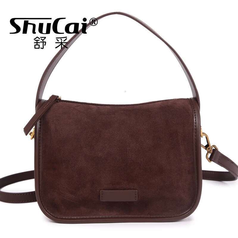 Suede Cowhide Fashion Ladies Shoulder Crossboy Brown Bag For Women Designer Female Coffe Handbag Angola Red 2025 New