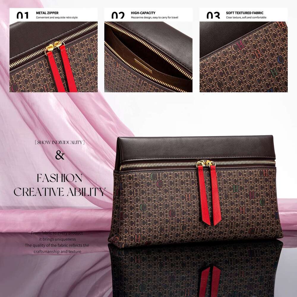 CHCH Shoulder New Coffee Color Letter Postman Winter Business Commuter Women's Bag