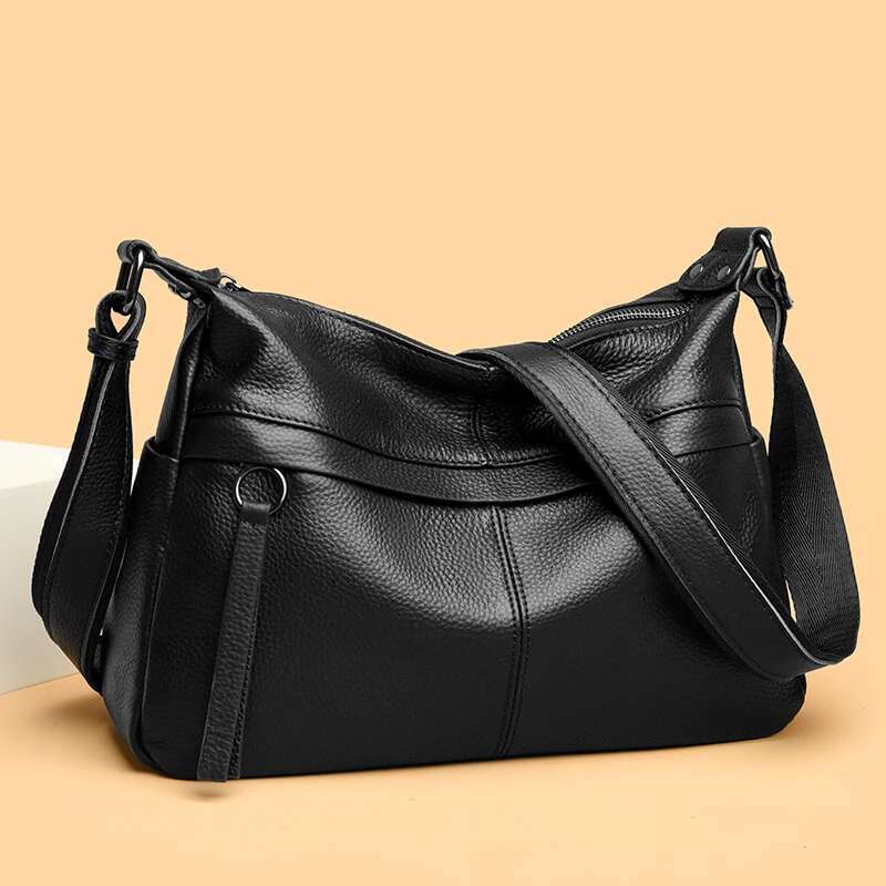 Vintage Cowhide Shoulder Crossbody For Women 2024 Fashion Handbag Solid Genuine Leather Tote Bag Ladies Messenger Sac