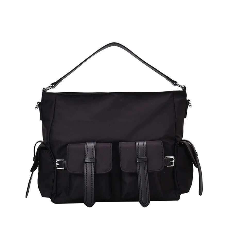 Casual Tote Bag Nylon Large Shoulder Bags For Women 2022 Trend Travel Messenger Handbags And Purses Bolsa Feminina Black