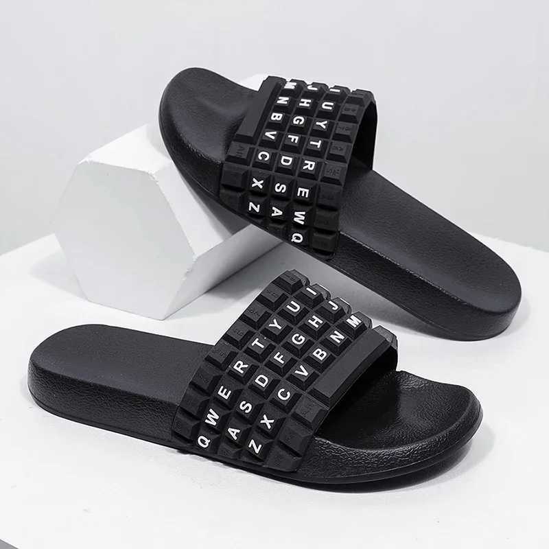 Mens casual indoor sandals and outdoor beach water slides with sizes exceeding 37-48XJ250407