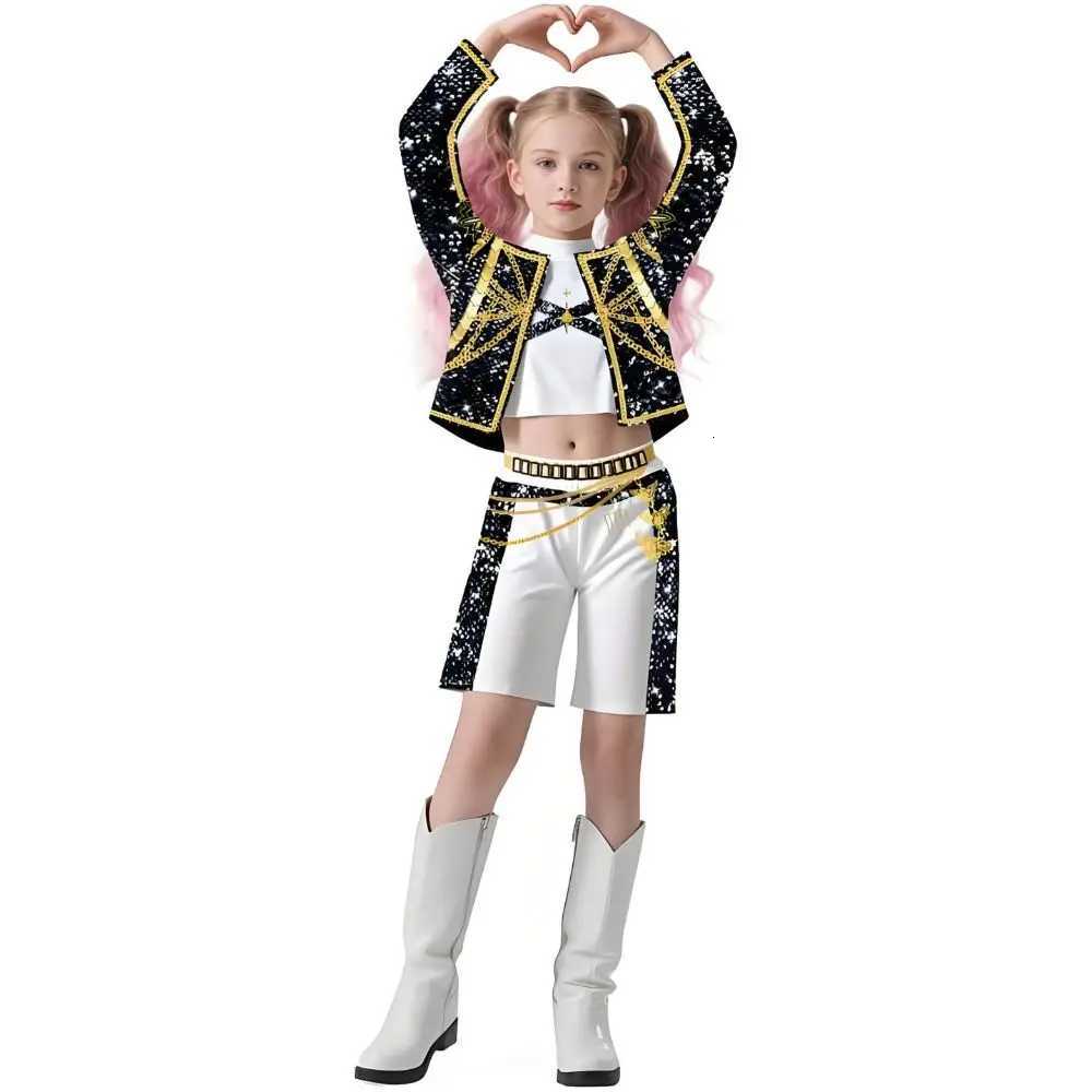 Kids Girls Kpop Rumi Zoey Mira Demon Hunters Cosplay Costume Disguise for Child Printed Clothes Roleplay Halloween Carnival Suit K251107