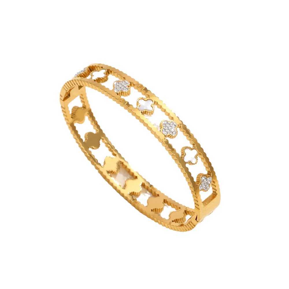 Classic zircon sier bracelet for wen high quty stainl steel gold plated hollow jewelryC250408