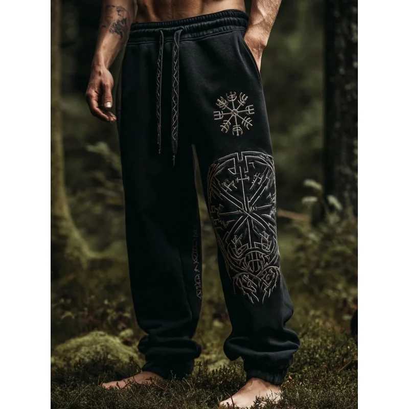 Mens Viking Nordic Sun Art Knot Tribe Celtic Rune 3D Printed Casual Pants Drawstring Straight Leg Pants Summer Beach Pants S25117