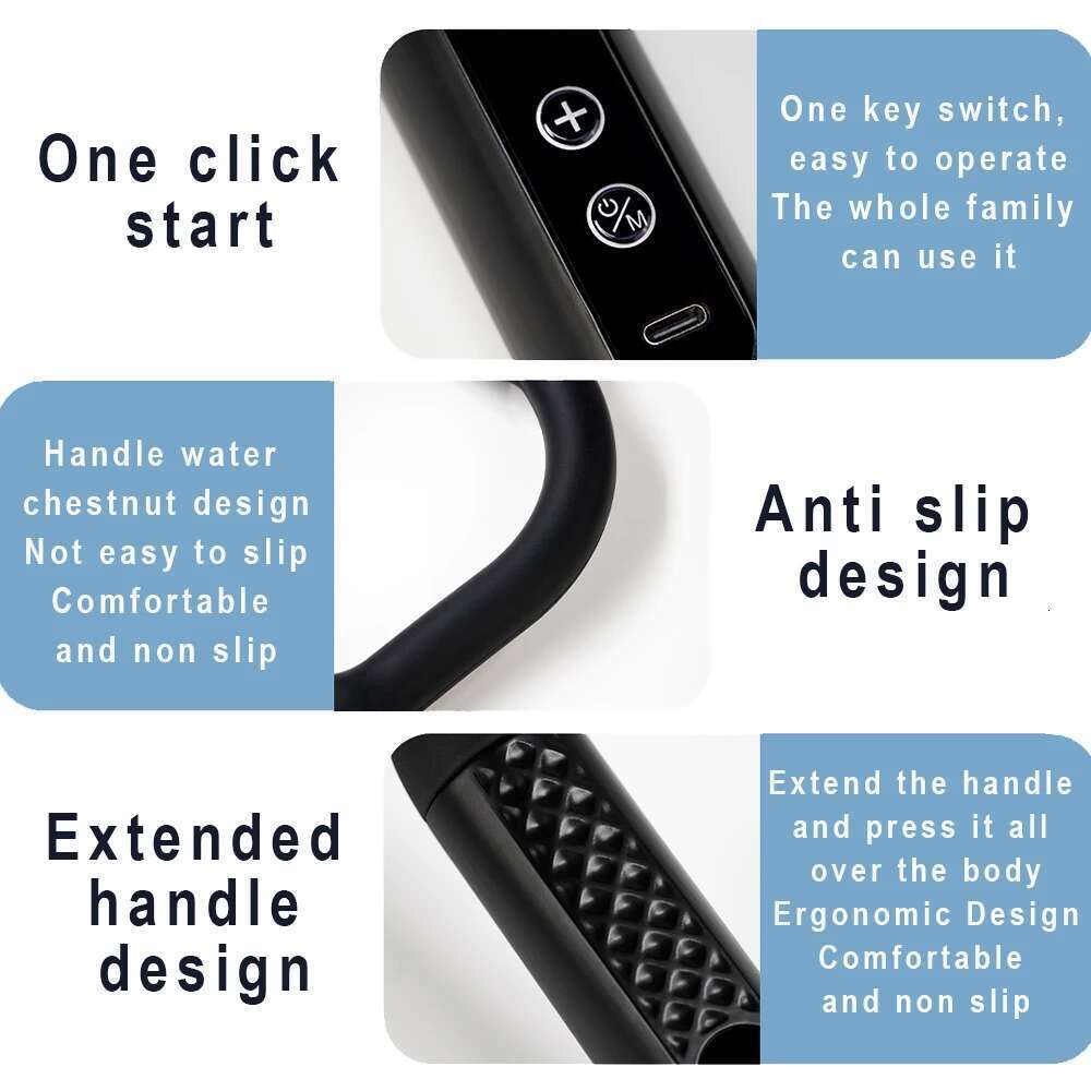 Fascia Gun with Extended Handle Elbow for Self-assist of the Upper Lower Back Muscle Relaxation and Massage Done
