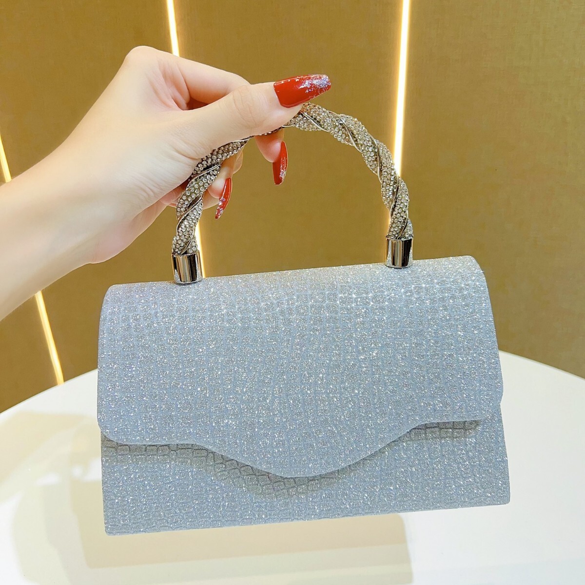 2025S New Model Designer New Dia Banquet Ladies Shiny Handbag Princess Dress Bag Clutch Bag Wallet