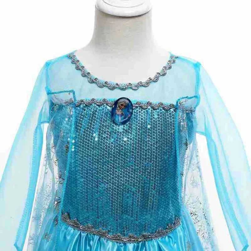 Disney girls cosplay snow queen Elsa costume childrens carnival party ball dress robe play childrens clothing frozen princess dress X2504081