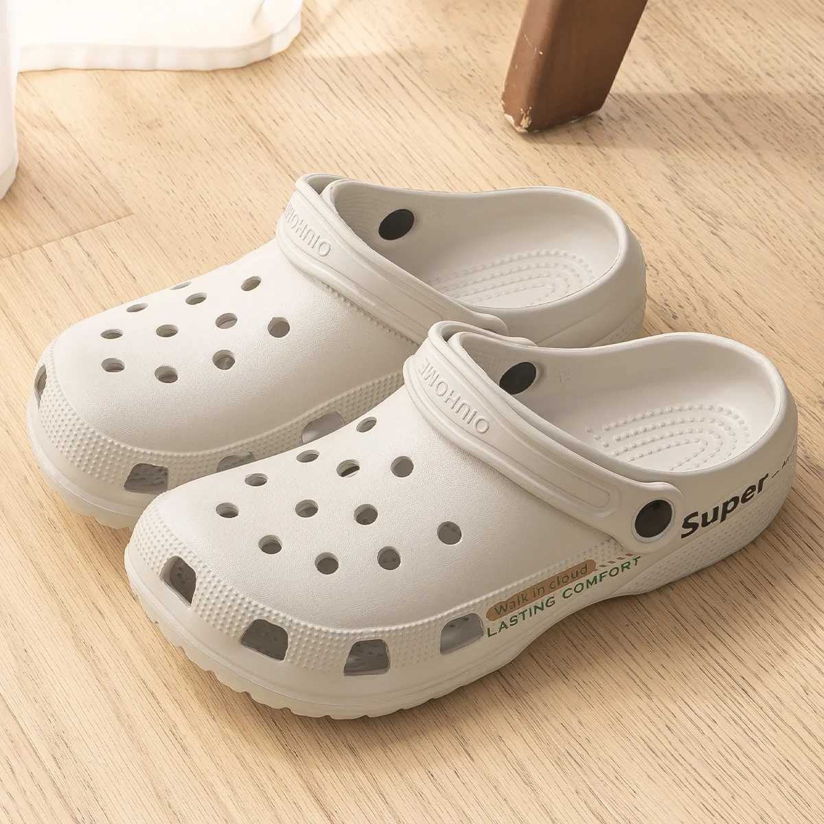 New Arrival Printed neutral hole EVA shoes with increased height thick sole slider for comfortable and breathable outdoor slider T250407