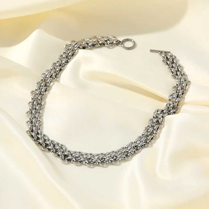 EILIECK 316L stainless steel gold and silver thick chain necklace for women fashionable Cuban necklace waterproof jewelry gift Y250408