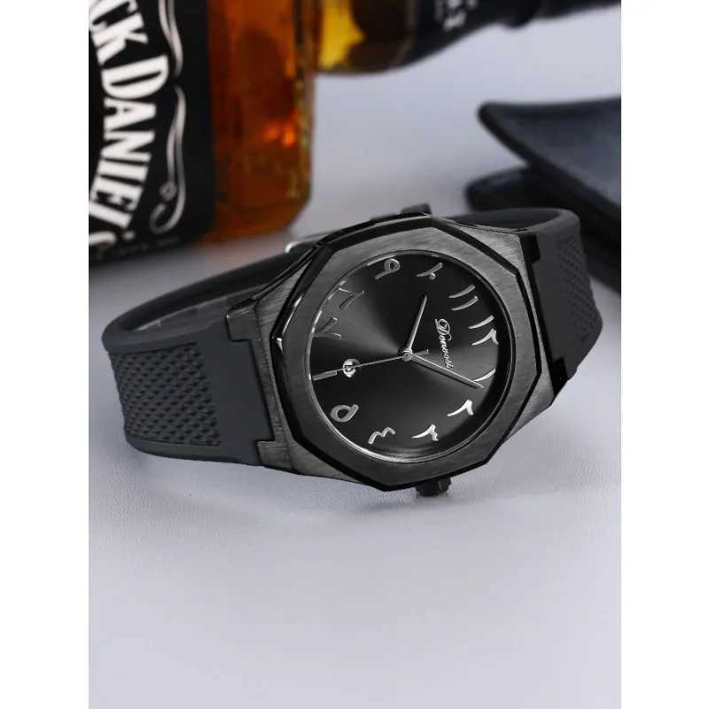 Middle East Arab Digital Creative Mens Watch Luxury Brand Quartz Fashion Silicone Watch Mens Gift Watch Reloj Hombre Y250407